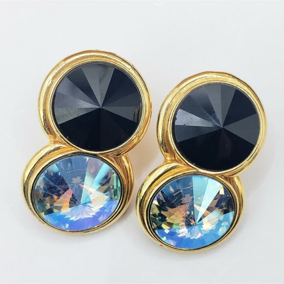 Round Double Rhinestone Clip Ons - Picture 6 of 8